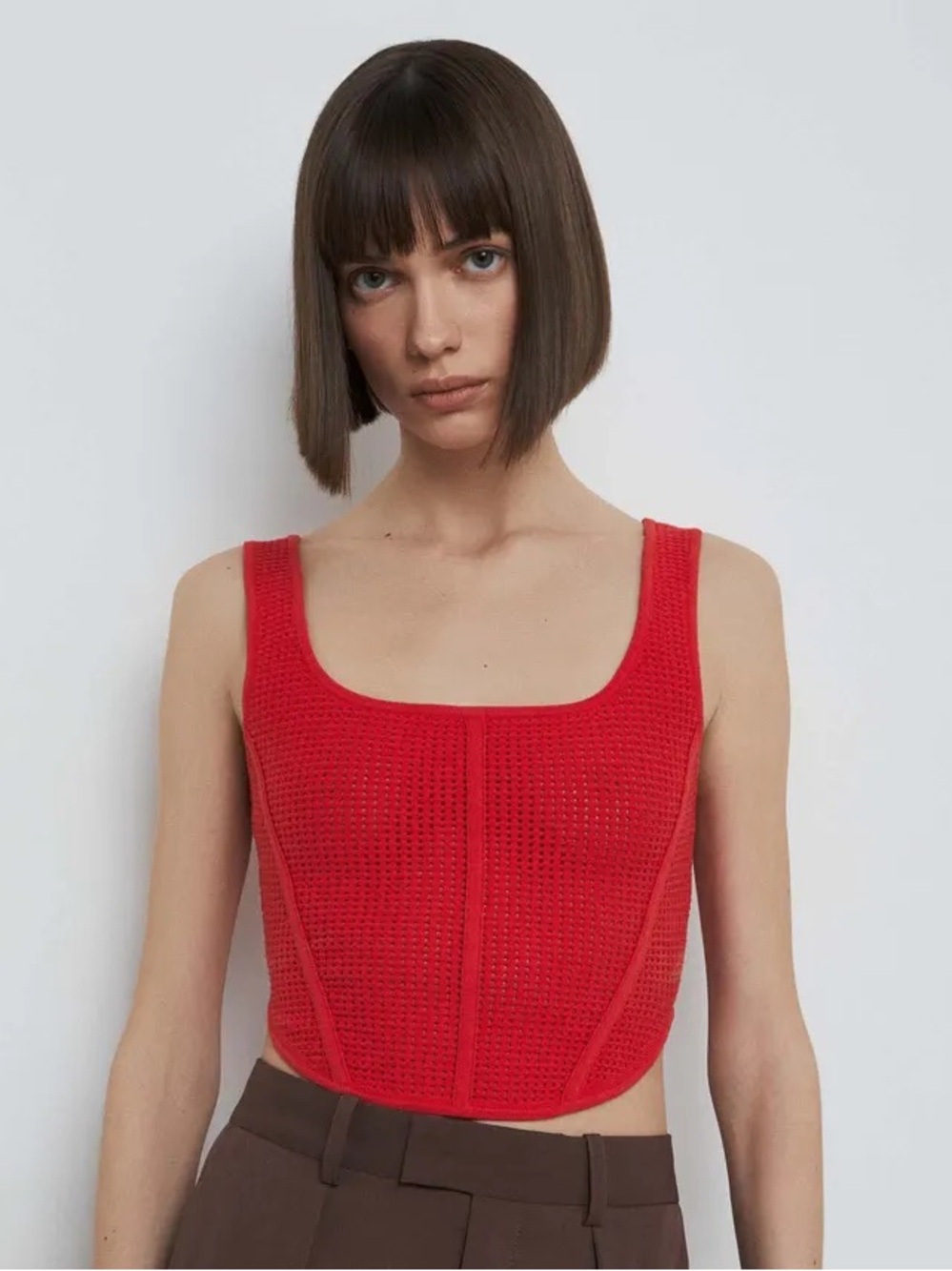 House of Harlow 1960 Red Knit Scoop Crop Top